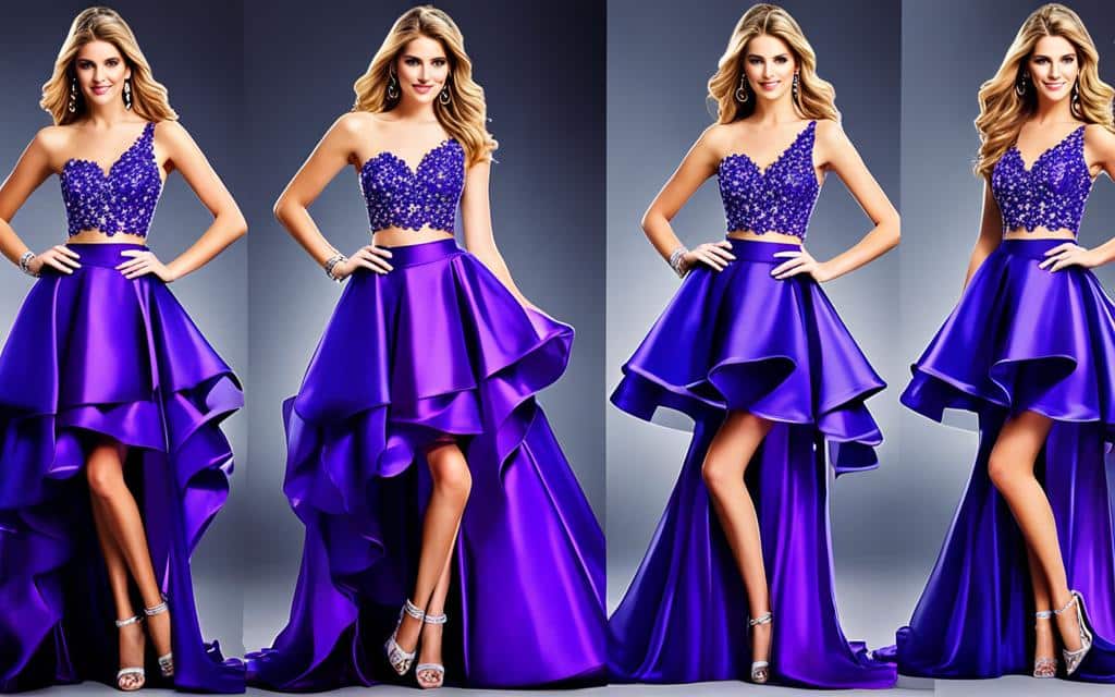 two piece purple prom dresses